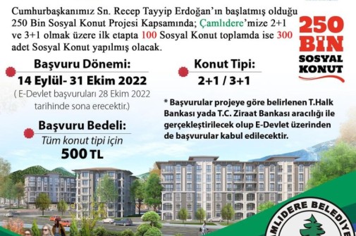 ÇAMLIDERE'DE İLK ETAPTA 100 KONUT TOPLAMDA 300 ADET KONUT YAPIMI OLACAK...